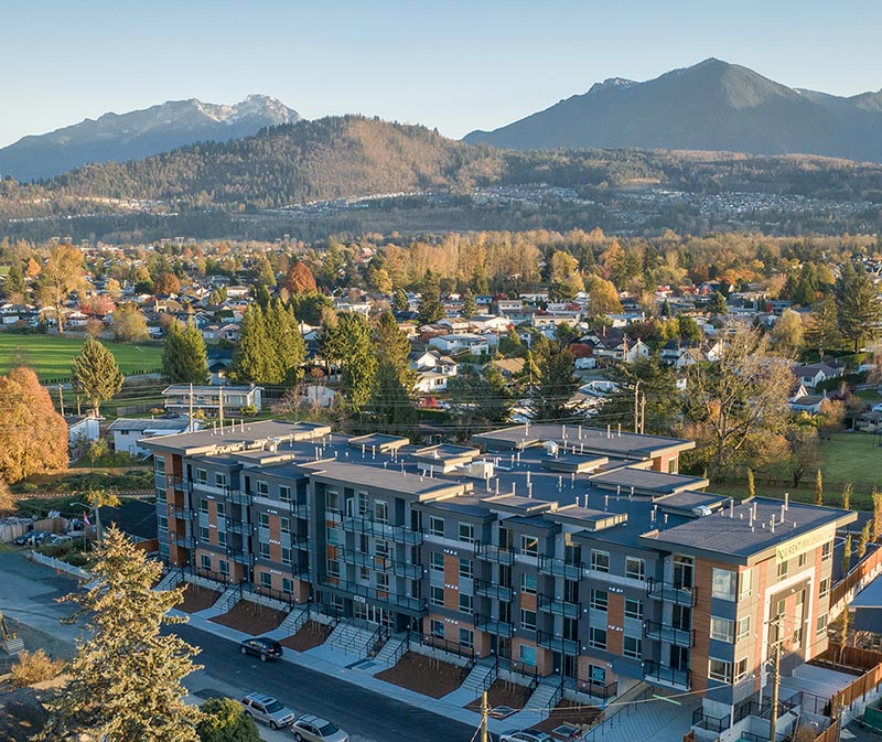 Samara Alder multi-family development with mountains in the background